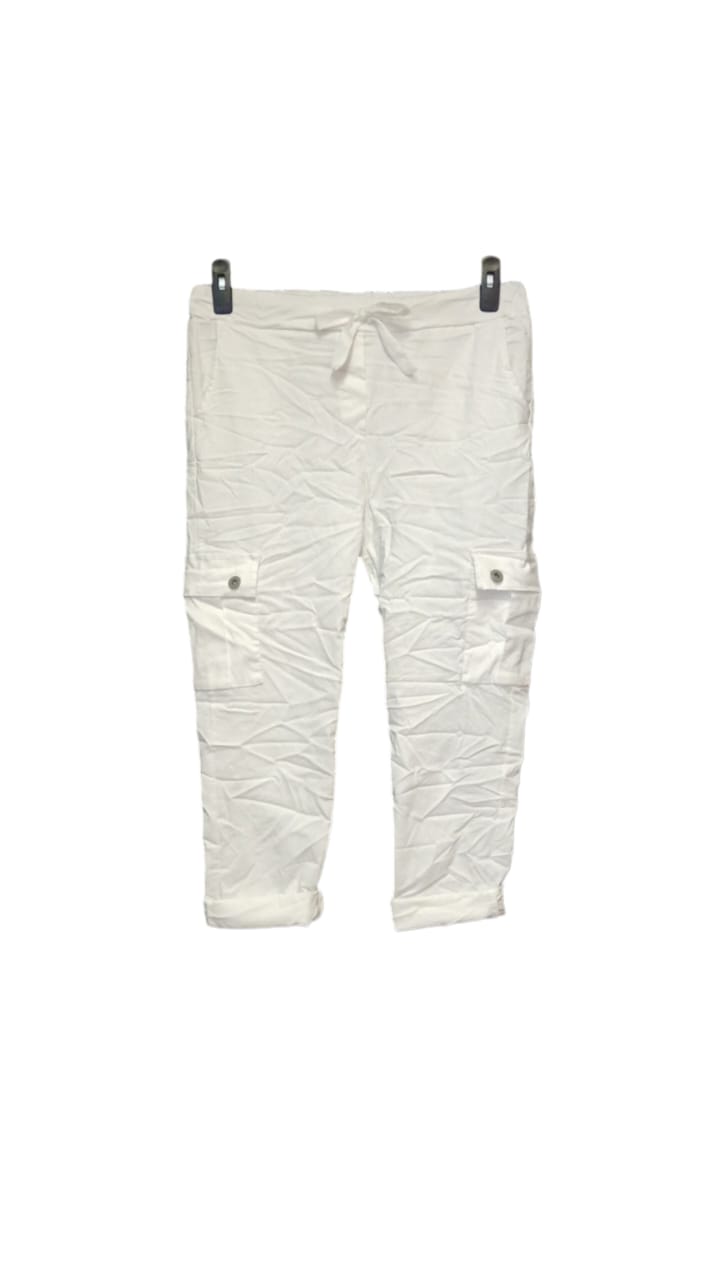 Cargo stretch pants- White