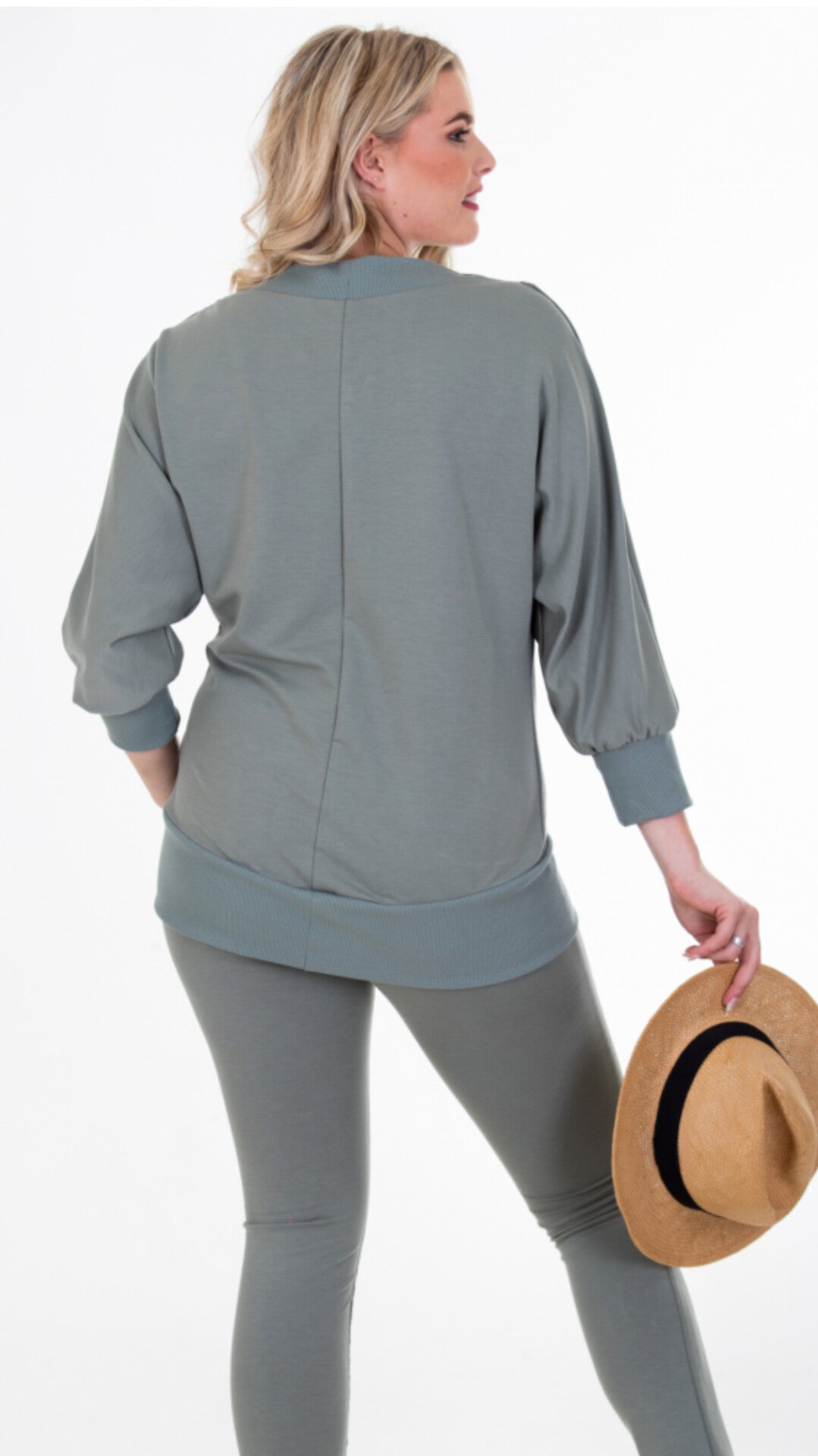 Relaxed V-neck sweater- sage